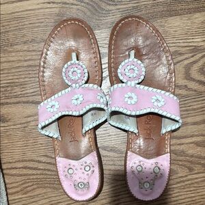 Jack Rogers Pink and Brown Sandals with Floral Accents
